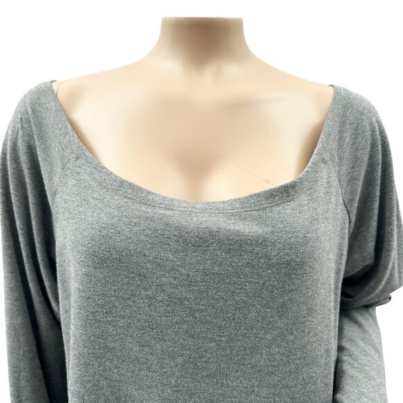 Slouchy Scoop Neck Long Sleeve Loose Fit‎ Sweater Pullover Heather Gray Womens L - Picture 10 of 10
